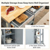 Kitchen Island Cart Rolling Kitchen Island w/4 Open Shelves Grey Mobile