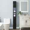 180 cm Tall Bathroom Cabinet Narrow Storage Organizer w/ 3 Doors-Black