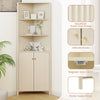 172CM Tall Corner Modern Corner Storage Cabinet with Shelves and Fluted Doors