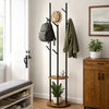 Freestanding Coat Rack Stand with 8 Hooks and Storage Shelves, Coat Stand