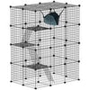 Large Cat Cage, Indoor Cat Enclosure, Four-Tier Cat Playpen with Hammock, Ramps