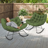 Indoor Outdoor Rocking Chair Egg Papasan Chair w/Padded Cushion-Green