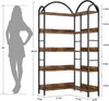 Arched Bookshelf Corner Bookcase L Shaped Bookshelf Metal Frame Display Rack