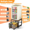 1 Set Iron Wood Mini Refrigerator Storage Rack Living Room Snack Trolley Kitchen