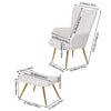 Modern Accent Chair with Footstool Set Upholstered Boucle Padded Seat Metal Legs
