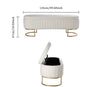 Beige Storage Bench with Lid | Upholstered Bed End Ottoman Footstool Seat