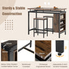 Bar Table Set 3 Piece Industrial Metal Table Stools Storage Shelves Space Saver