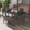 Outdoor Dining Table with Glass Top Aluminium Frame for Balcony, Patio, Grey