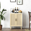 Wooden Storage Cabinet with Rattan Decorating Buffet Sideboard Accent Cabinet