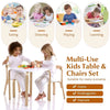Kids Table and Chairs Set Wooden Children Dinner and Learning Table w/ 2 Chairs