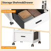 Jewelry Cabinet with Full Length Mirror & Drawer & Wheels, 360° Rotating