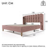 Velvet Upholstered Double Bed Frame with USB-C Charging, Pink 135x190cm 4ft6