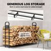 6.5FT Steel Firewood Log Rack, 300 kg Outdoor Fireplace Wood Storage Shelf