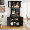 Kitchen Pantry Cabinet Freestanding Buffet Cupboard W/Adjustable Shelf-Black