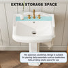 Pedestal Bathroom Sink Compact with Overflow & 3 Pre-Drilled Holes for 4" Faucet
