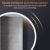 Round Bathroom Mirror with Bluetooth Demister Illuminated 3 LED Lights 600x600mm