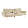 Lora Sofa Bed 3 Seater Faux Leather Click Clack with 2 Cup Holders - Beige