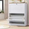 White 2 Drawers Shoe Rack Footwear Storage Hallway Cabinet Organiser Cupboard