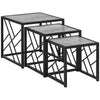 Set of 3 Nesting Coffee Tables Square Side Tables with Metal Frame, Grey