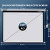 WASJOYE 100"Motorized Projector Screen Electric Diagonal Automatic Projection 16