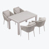 6 Seater Beige Aluminium Extendable Garden Dining Set with Rope Chairs FTR256
