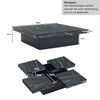 Square Coffee Table w/ 4 Sliding Drawers & Marble Look, 90x90x25cm, Modern Black