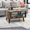 Industrial Coffee Table 2-Tier Wooden Center Table Small Side Table Living Room