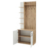 Coat Rack Shoe Storage 5 Shelves Closed Cabinet 4 Hooks Entryway 180cm White/Oak