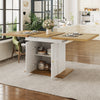 Extendable Dining Table, Telescopic Table 110-140cm with Storage Cabinet, White