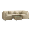 6 Seater Beige U Shaped Rattan Garden Sofa Set with Matching Coffee Table FTR172