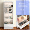 Display Cabinets with Glass Doors & RGB Lights,4 Tier Curio & Bookcase Storage