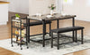 3 Pcs Dining Table Set for 4 Kitchen Table with 2 Upholstered Bench Dining Room