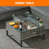 4-Seater Rattan Furniture Set with Fire Pit Table and Side Storage Box Grey