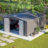 12x14FT Galvanized Metal Garden Shed Lockable Door Tool Storage shed, Grey