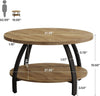 31.5'' Round Coffee Table 2-Tier Wooden Circle Center Cocktail Table Living Room