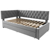 3ft Single Velvet Daybed with Trundle Bed, Upholstered Sofa Bed 90x190cm Grey