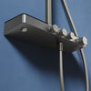 Square Thermostatic Shower Mixer Gunmetal Grey Rainfall Handset Knob Control