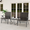 3 Piece Patio Bistro Rattan Furniture Set with 2 Armchair and Table