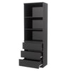 3 Tier Bookcase with Shelving Drawers for Storage Bookshelf Living Room Office