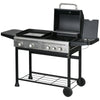 2-in-1 Gas BBQ and Plancha Grill with Side Burner, 12 kW Propane Gas Barbecue