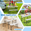 COSTWAY Folding Picnic Table Bench Set Rectangular Patio Dining Table Set-White