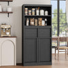 Bathroom Cabinet,51" Freestanding Storage Unit w/Doors&2-Drawer,White/Black/Gray