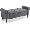 51" Upholstered Ottoman Bench – Storage Bench for Bedroom End of Bed Grey Fabric