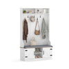 Farmhouse Entryway Bench with Shoe Storage & 7 Hooks