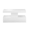 White Gloss Coffee Table with LED Lights – 90cm Modern Living Room Table