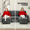 3 Seater L-Shape Pull Out Sofa Bed - Dark Grey Reversible Chaise Corner Couch