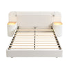 Modern Double Bed with Reading Light & Includes Bedside Table, Velvet 135x190cm
