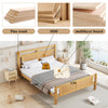 Wooden Bed Frame 4ft6 Double Bed Pine Wood with Rattan Headboard & Footboard