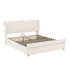 Double Bed Storage Bed Frame w/ Diamond Tufted Headboard, USB-C Charging, Beige