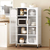 5-Tier Tall Kitchen Pantry with Adjustable Shelves and Semi-Transparent Doors-Wh